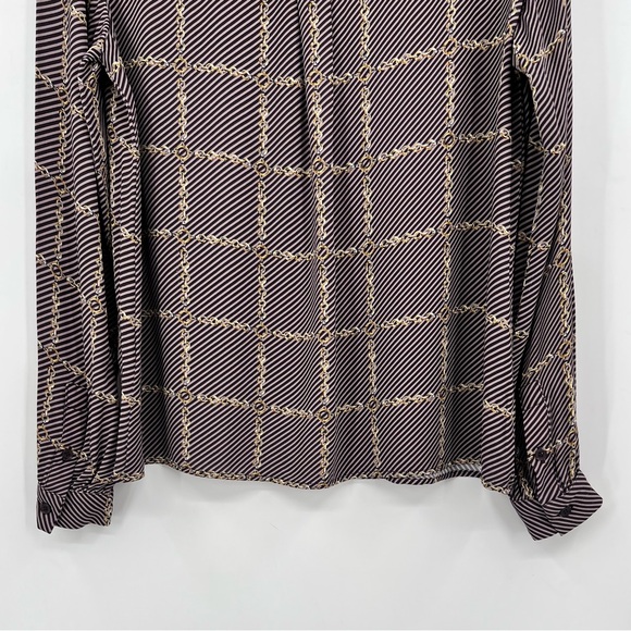REISS Nyla Chain Link Print Button Down Top Blouse Long Sleeve Pockets Size 4 - Picture 10 of 16